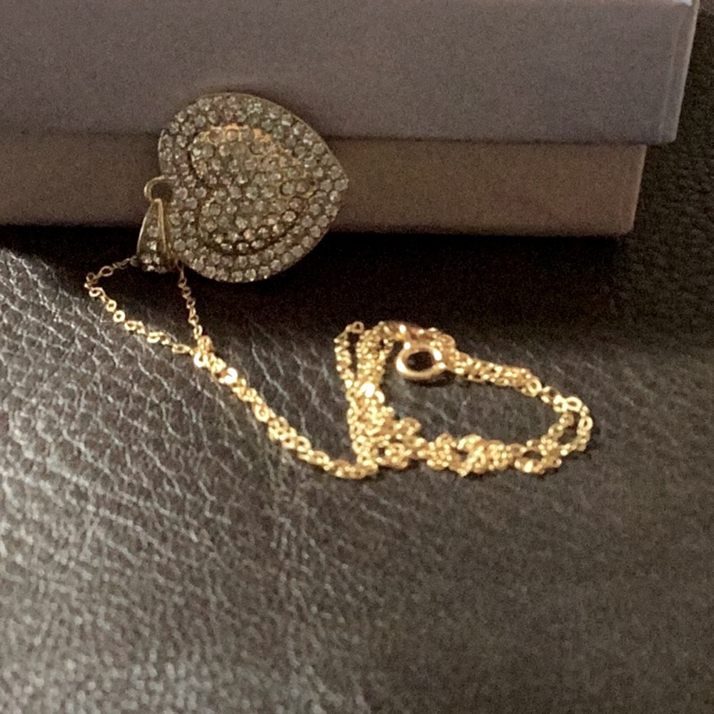 Gold Zirconia  Heart Pendant Necklace